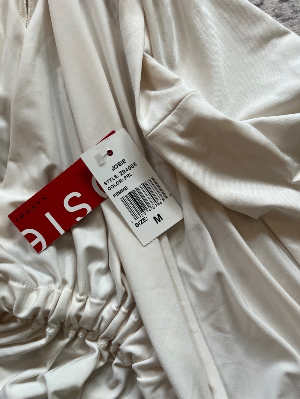 Josie Cream Wrap Robe with Tie Waist - Picture 6 of 9
